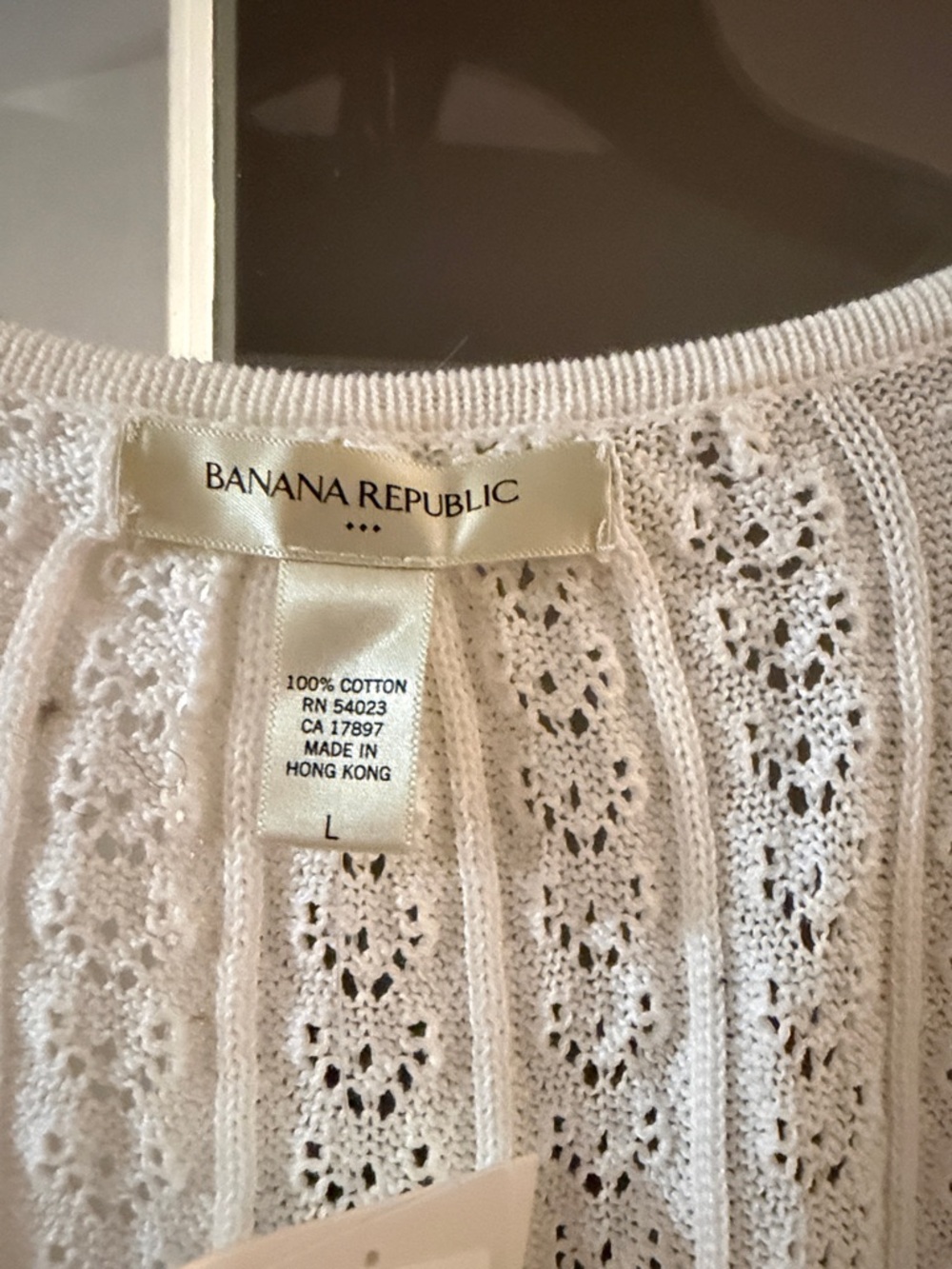 Banana Republic Factory Ivory Eyelet Knit Button-Front Top - Picture 2 of 3